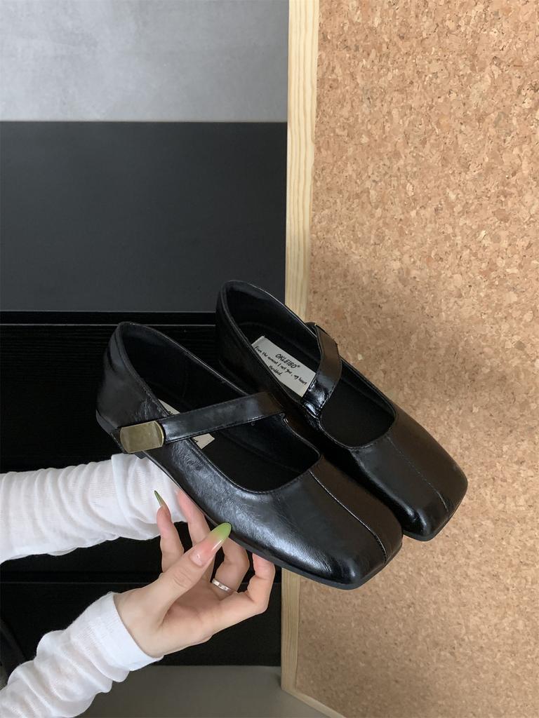 Retro Style Square Head Light Mouth Single Shoes Women's Middle Heel Spring and Autumn New French Evening Commute Leopard Print Mary Jane Small