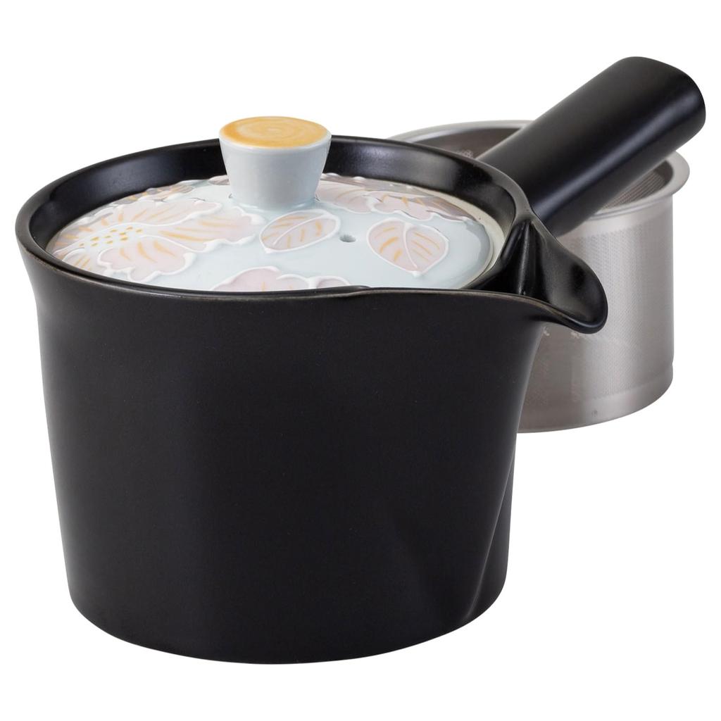 Imari ware teapot (Super Stainless Steel with tea strainer), glazed floral pattern, peach, capacity approx. 340ml, made in Japan, product number 25506