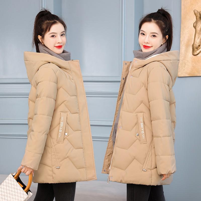Women's Winter Mid-Length Korean-Style Fitted Cotton Coat: Thick, Warm, and Versatile