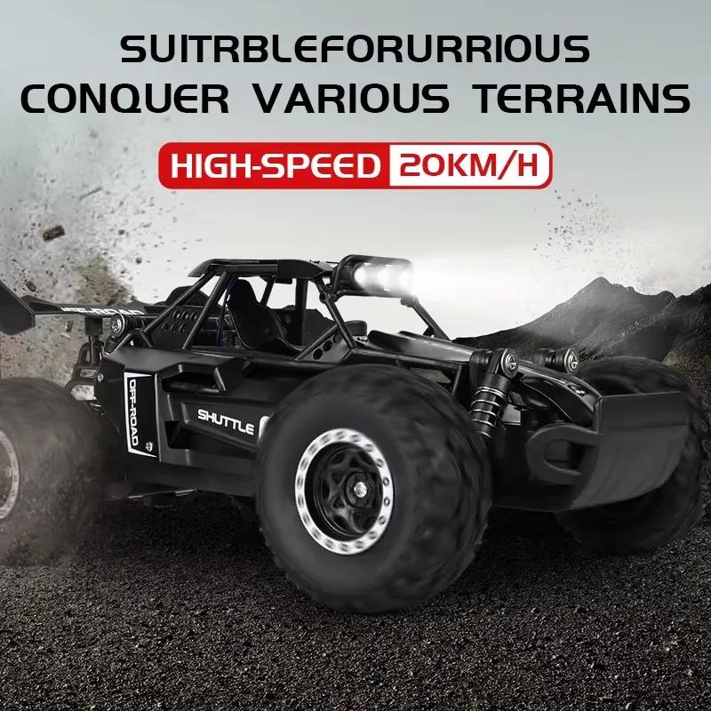 2.4Ghz 20km/h RC Off Road Car 2WD Remote Control Vehicle with LED Headlight Independent Shock Absorber for Children's Racing Toy