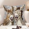 Laughing Donkeys Throw Pillow Cute Donkey Square Cushion with Removable Cover Farmhouse Decorative Cushion for Home Couch Sofa Bed Patio Car Decor