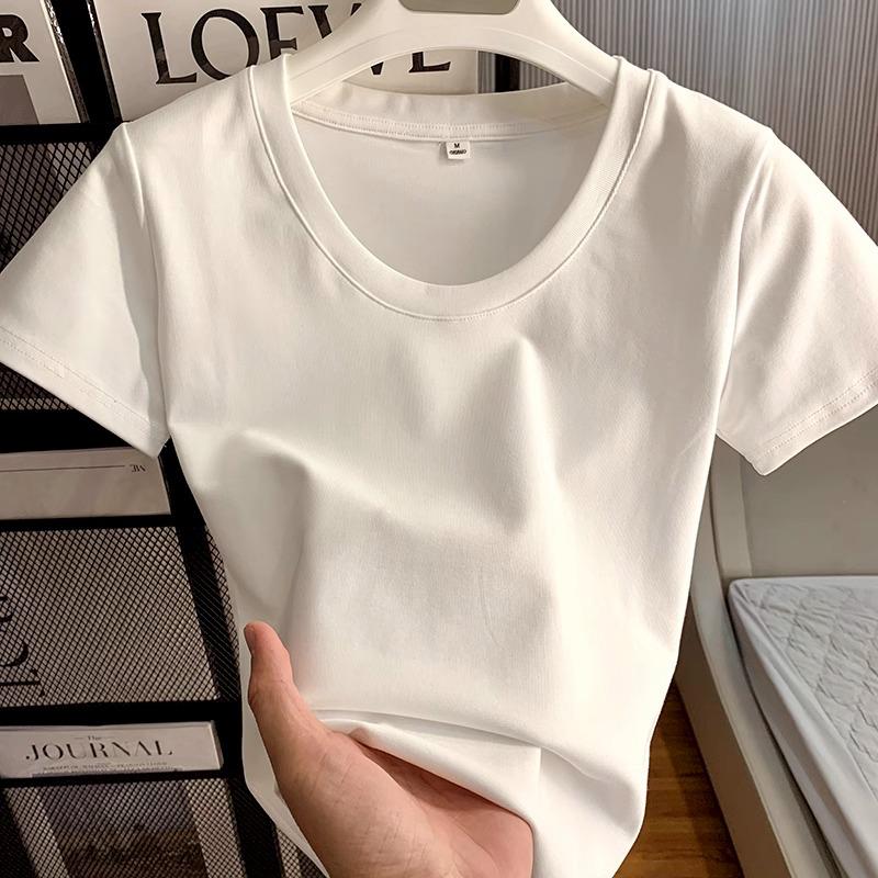 

Korean Design U-Neck Slimming Short Sleeve T-Shirt for Women - Versatile Summer Fashion L сірий колір