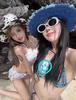 Summer Sexy Net Celebrity Denim Bikini: White Tie-Up Split Swimwear for Women