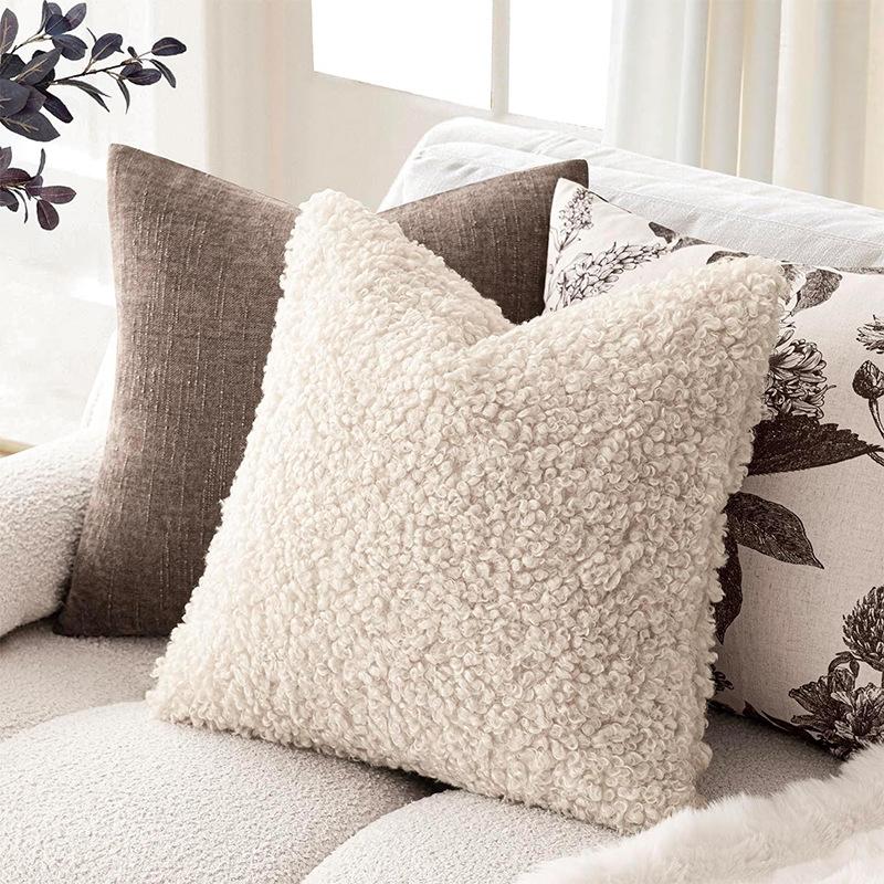 Lamb Circle Teddy Velvet Cushion Premium Model Room Villa Sofa Light Luxury Cushion Lumbar Pillow Pillow Cover