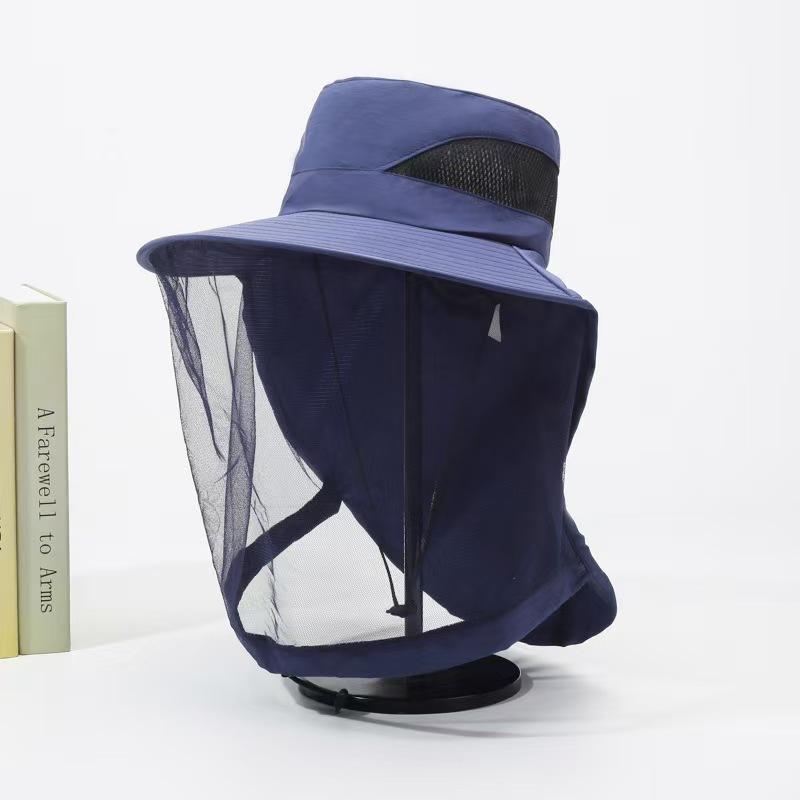 

Outdoor mosquito hat, men s and women s mesh face mask, face covering, sun protection, bee and insect prevention, beekeeping hat темно-синий