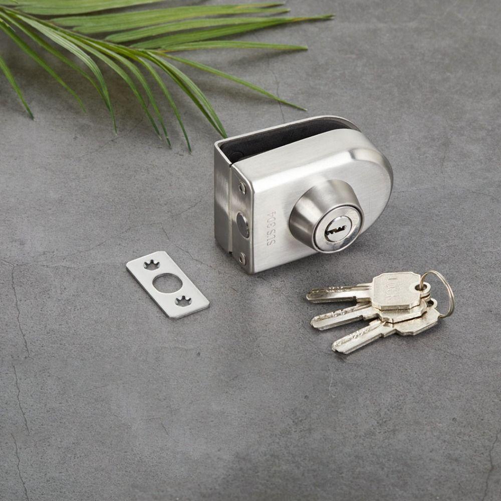10-12mm Frameless Glass Door Lock with Keys No Need Drilling Glass Display Cabinet Lock Safe Stainless Steel Door Lock Buckle