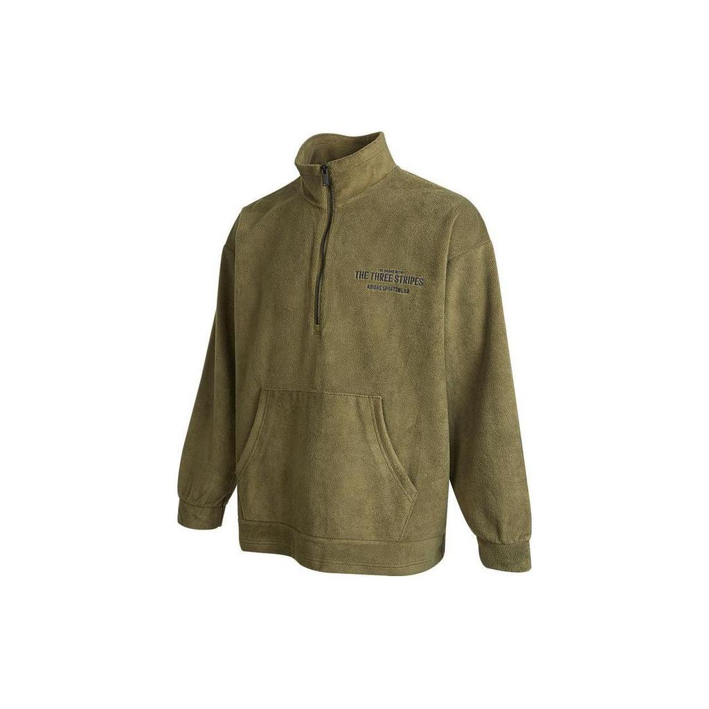 Adidas HZ Track Top Embroidered Letter Knit Crewneck Sweatshirt Men Tops Olive IB2765