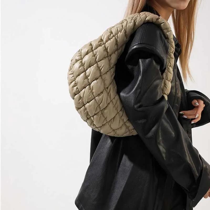 Quilted Embroidered Thread Women's Bag Pleated Cloud Mini Handbags Down Padded Lightweight Clutch Bag Cotton Small Shoulder Bags