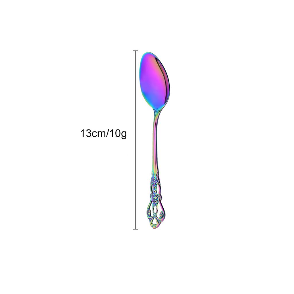 Luxury Rainbow Western Dinnerware Stainless Steel Cutlery Set Steak Knife Dessert Fork Coffee Spoon Ice Spoon Tableware Set