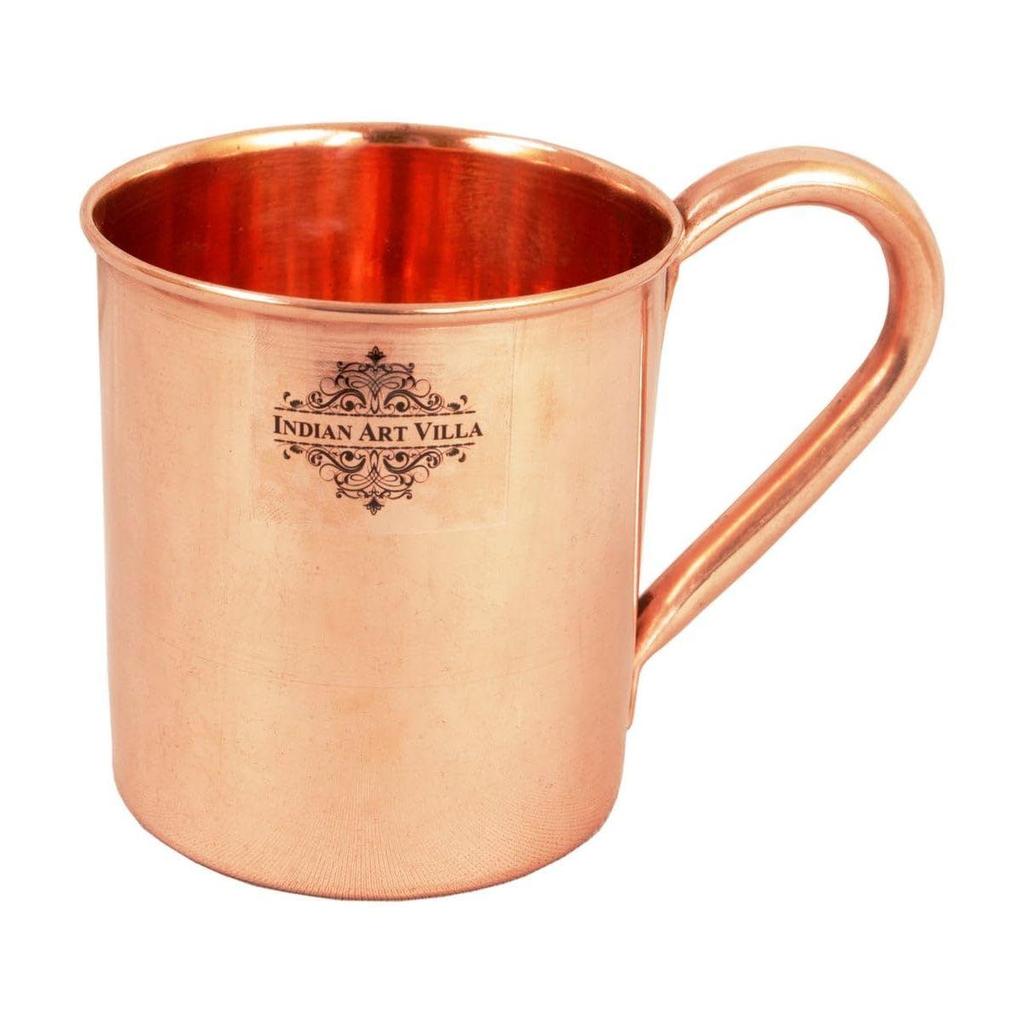Pure Copper Straight Shaped Shine Finish Design Moscow Mule Beer Mug Cup, Best for Beer Cocktail Parties, Barware, Volume-415ML, Set of 2
