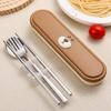 Ru Han Cute Brown Bear Portable Stainless Steel 3-Piece Cutlery Set