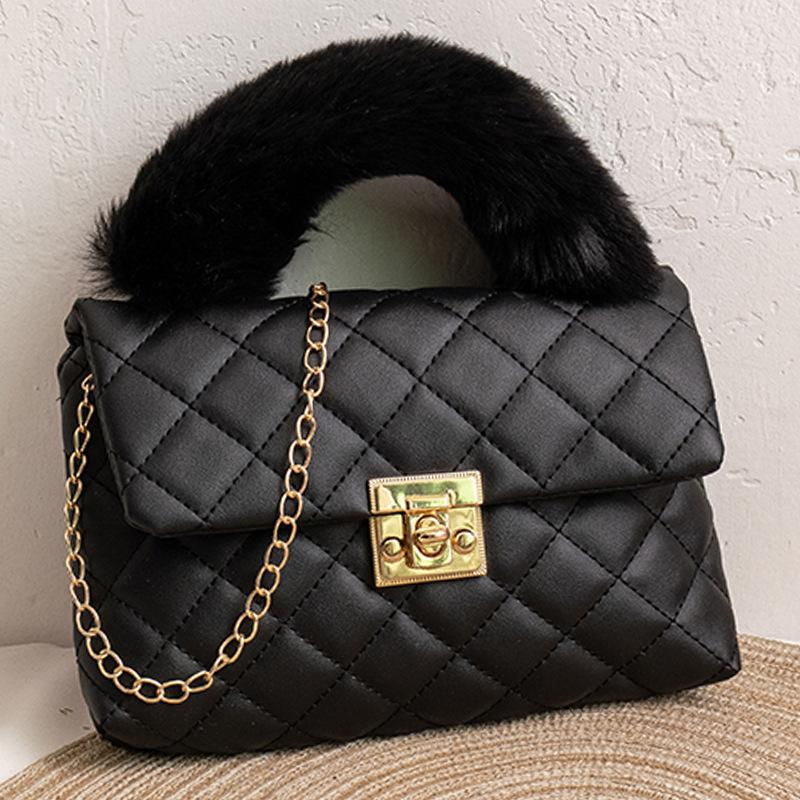 Small Bag Women's Rhombus Small Square Bag New Women's Niche Hand Carry Shoulder Messenger Bag
