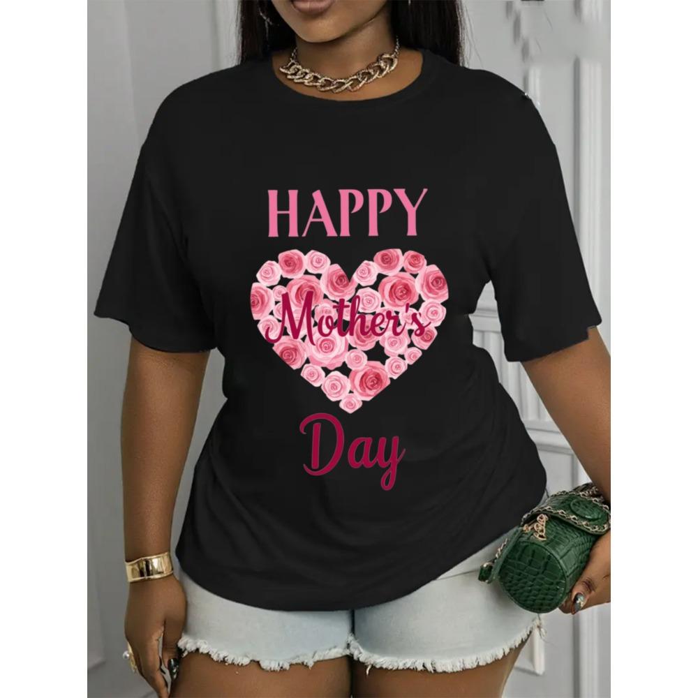 Women's Casual Short-Sleeve Crew Neck Happy Print T-Shirt - A Must-Have Top for All Seasons