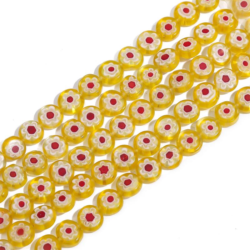 Thousand Flower Glazed Flat Beads for DIY Bracelets, Necklaces, and Earrings