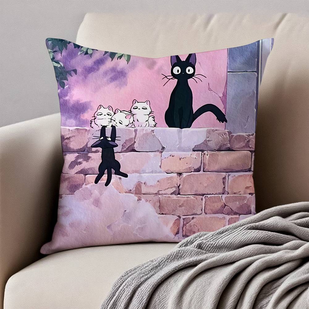 Cute Cat J-Jiji Pillow Case Anti-dustmite Pillowcase Invisible Zipper Silky Short Plush Sofa Cushion Cover