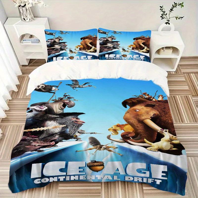 3pcs Ice Age Continental Drift Movie Characters Quilt Cover Set, Soft and Cozy Bedroom, Guest Room and Dorm Decorative Bedding 3-Piece Set 1
