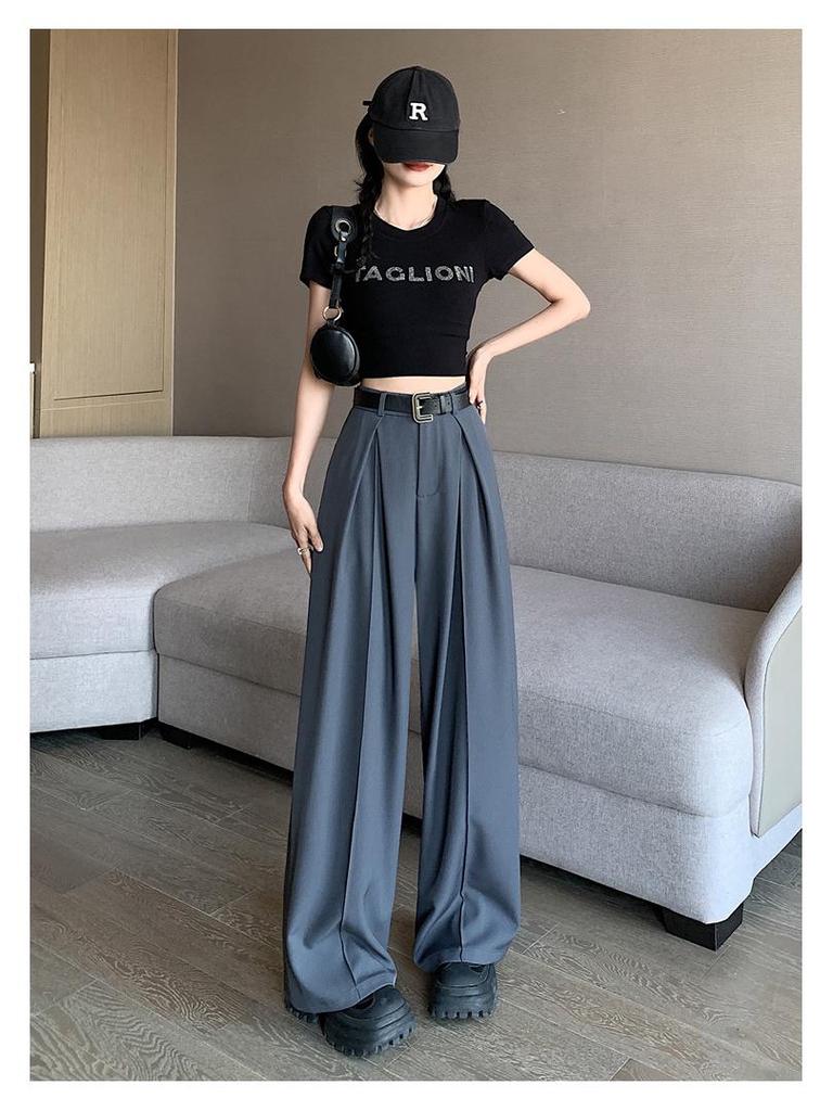 Spring High-Waisted Wide-Leg Loose Fit Pants