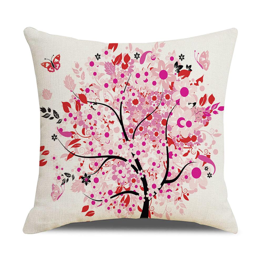 New Household Products Oil Painting Love Tree Linen Pillowcase Gift Sofa Bedroom Cushion Waist Pillowcase