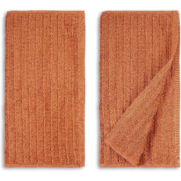 2 Pack Waffle Bathroom Hand Towels Waffle Hand Towel Striped Pattern Cotton Lightweight Quick Drying Towels Soft Absorbent Decorative 14x28 Inches