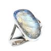 Natural Rainbow Moonstone Gemstone 925 Solid Sterling Silver Ring Size 8.5 o8q41