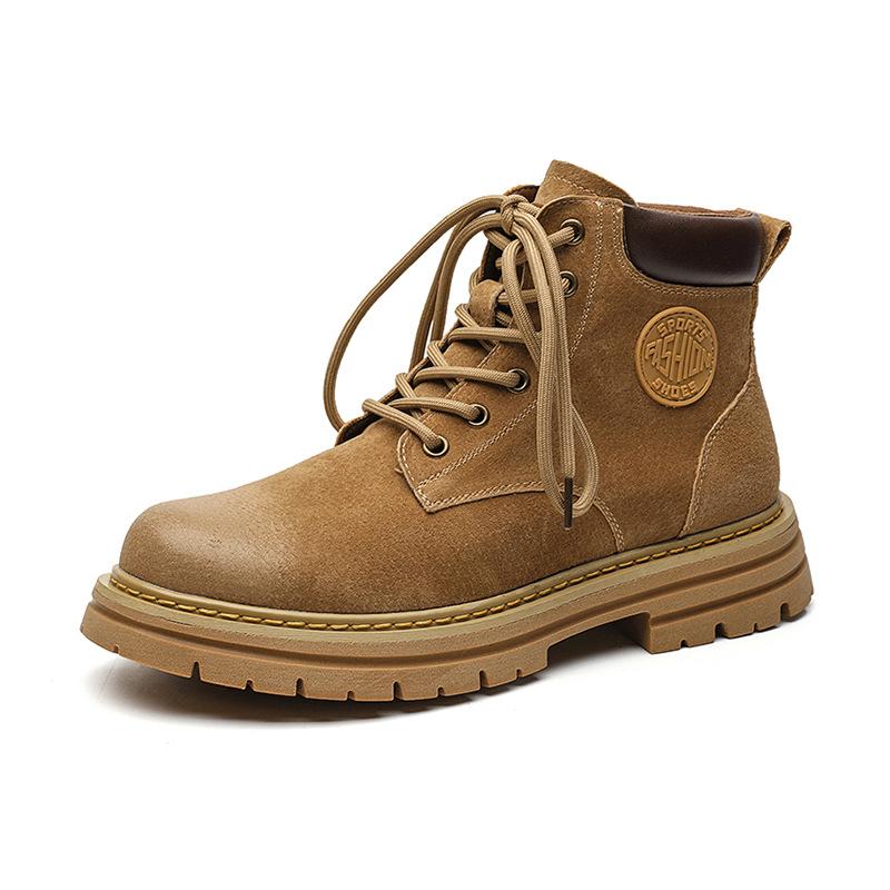 

Мужские ботинки Мартин, новая модная тенденция, универсальные мужские ботинки цвета ревеня, увеличивающие рост, кожаные, осенне-зимние, 8239-R 44 жёлтый