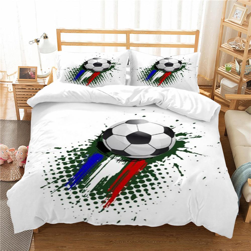 Povlak na přikrývku 3D domácí přehozy na fotbal Povlak na přikrývku Vysoce kvalitní oblek na postel s povlakem na polštář Měkký povlak na ložní prádlo