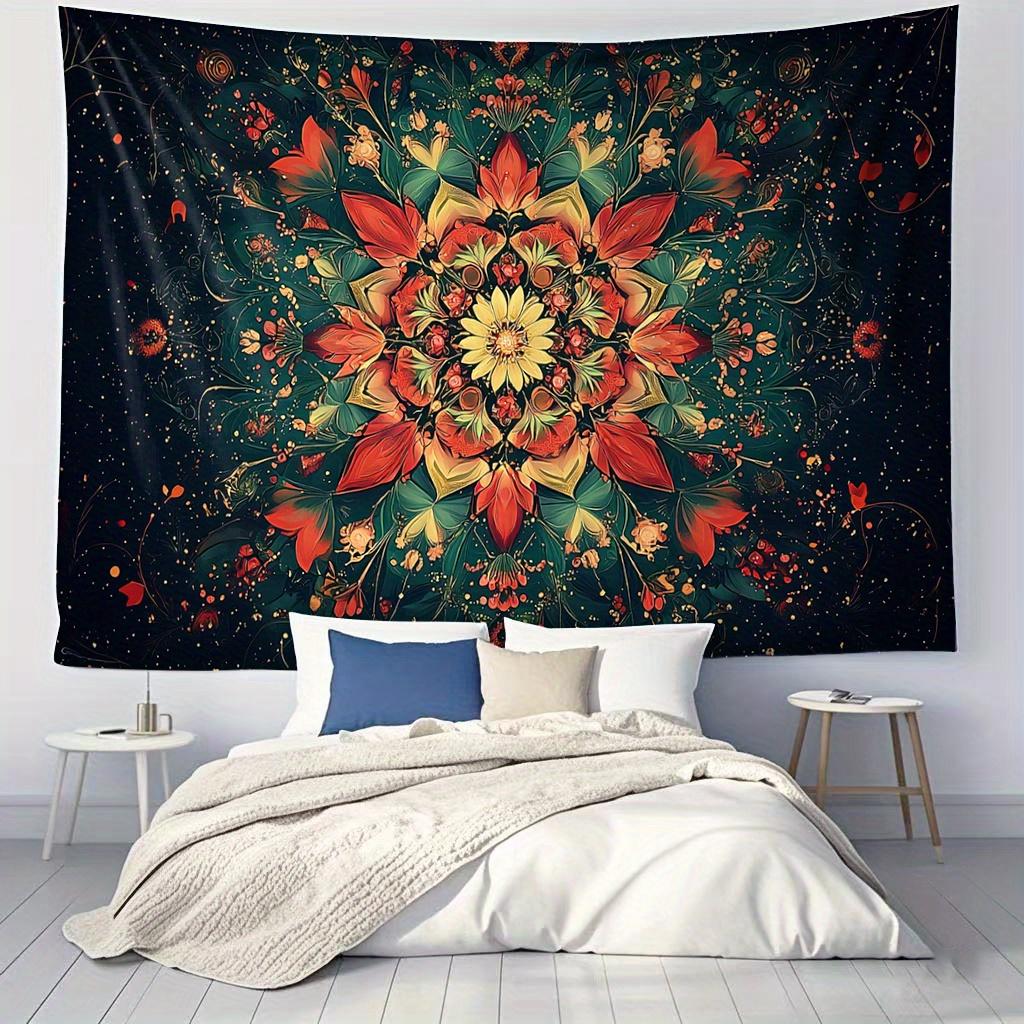 Beautiful Mandala Flowers Digital Printing Polyester Wall Tapestry Suitable For Use In Living Rooms Bedrooms Offices Bars Party