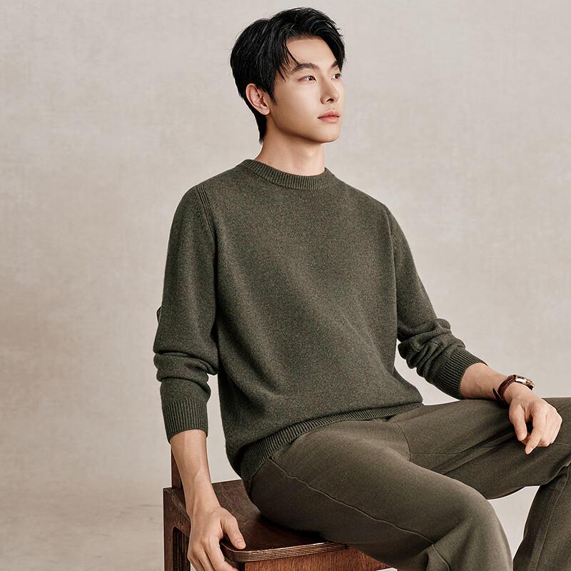 Hengyuanxiang Men's Pure Cashmere Mock Neck Sweater