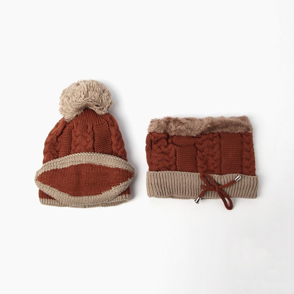 Winter Cold Weather Gear: Neck Warmer, Fur Hat Set, and Caramel Knit Mask