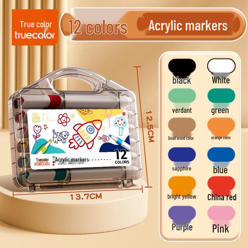 Echtfarbe Dreieckiger Schaft Wasserfarbenstift für Kinder: Acrylmarker-Pinsel für den Kunstunterricht mit Schichtfarben.