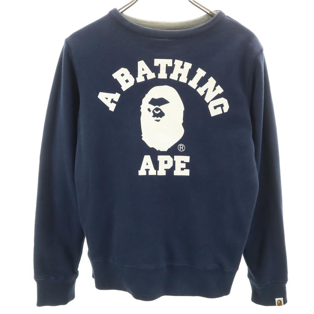 A BATHING APE Long sleeve reversible sweatshirt trainer gray Men's Used