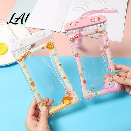 Waterproof Phone Holder with Lanyard Cute Pouch Floating Airbag And Lanyard Clear PVC Cellphone Dry Bag for Swimming Beach Rafting Protection