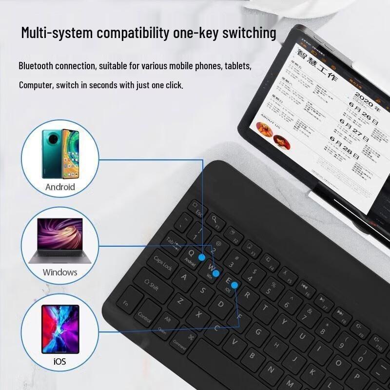 Ultra-thin Bluetooth Smart Keyboard for Apple, Huawei, Xiaomi Devices - Compatible with Mobile Phones and Tablets.