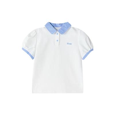 Deesha Mädchen Sommer Blau kariertes Patchwork Polo Top