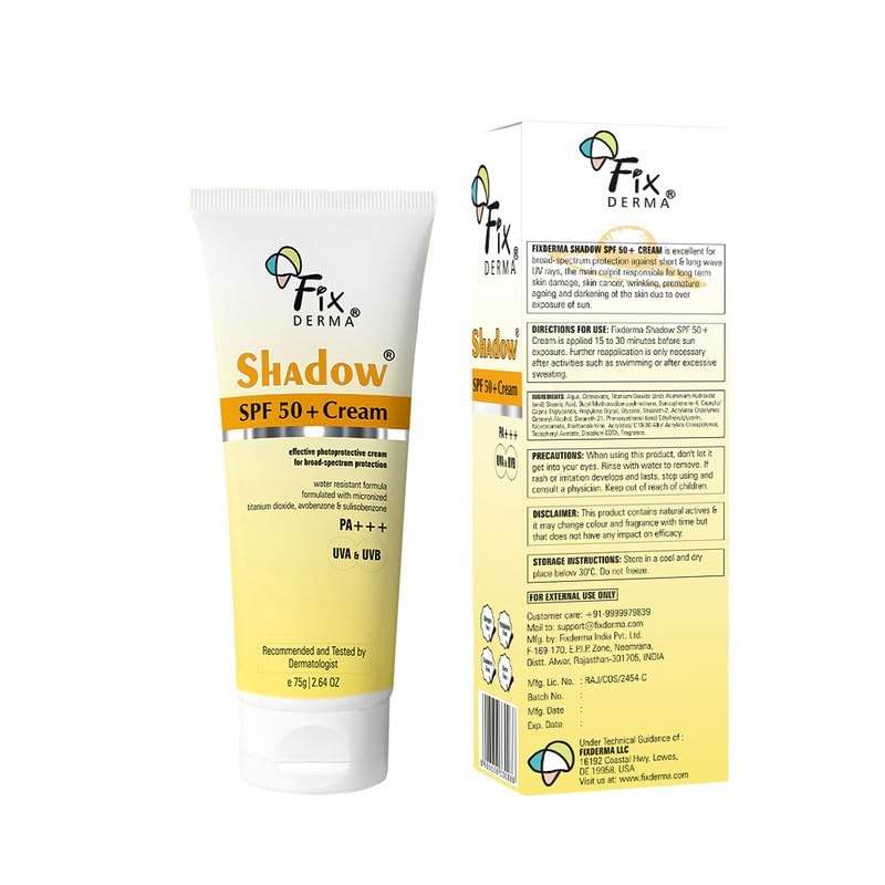 Fixderma Shadow Sunscreen SPF 50+ Cream PA+++ Dry Skin For Body & Face Broad Spectrum Sunscreen For UVA & UVB Protection
