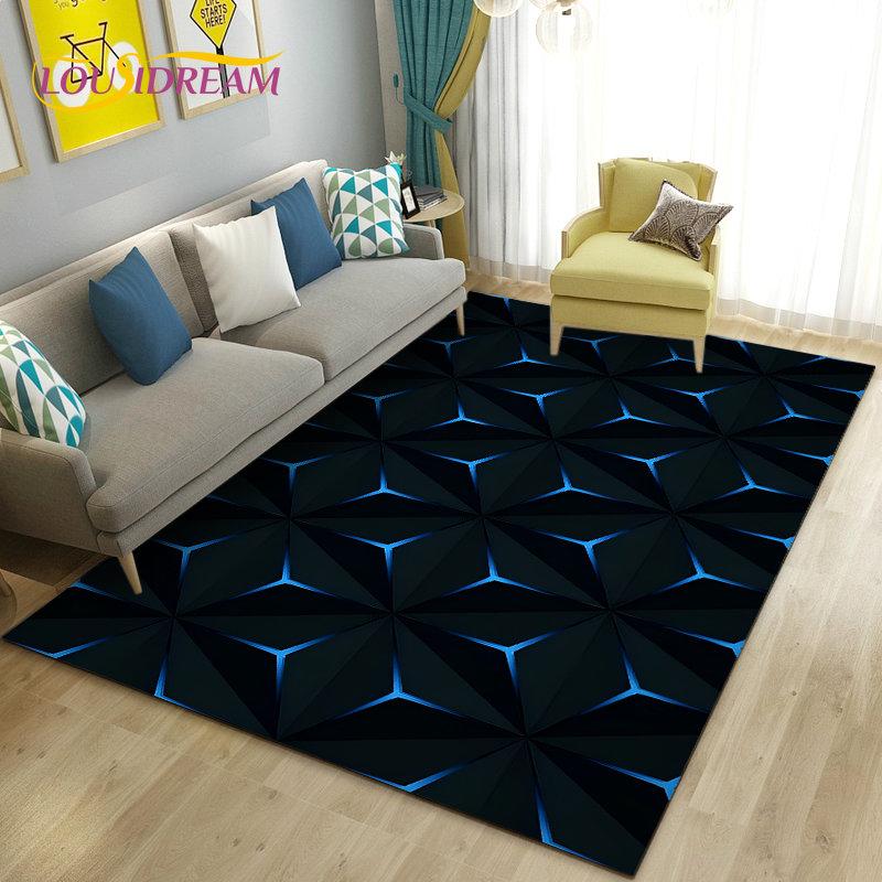 3D Abstract Geometric Optical Area Rug,Carpet Rug for Living Room Bedroom Sofa Doormat Kitchen Decoration,Kid Non-slip Floor Mat