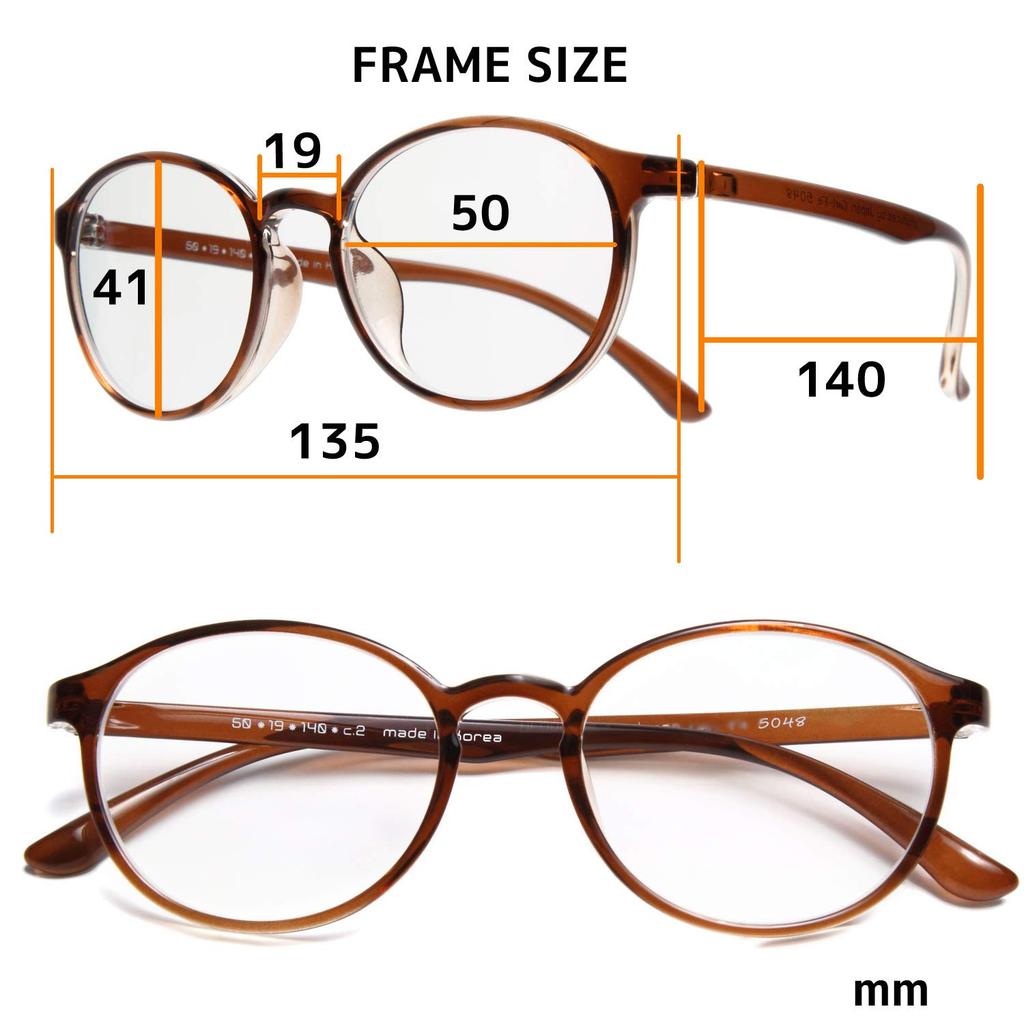 [Netmeganecom] Reading Glasses with Aspherical Lenses for Enhanced Contrast [cf5048c2pc0.00as] Blue Light Cut PC Glasses, Frame Color: Brown