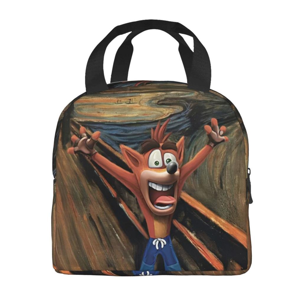 Crashs Bandicoots Cartoon Insulated Lunch Bags Video Game Food Container Portable Thermal Cooler Lunch Boxes For Work