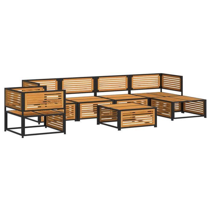 VidaXL Salon de jardin avec coussins 7 pcs bois massif d'acacia, ensemble de canapés d'extérieur, canapé modulable 3214911