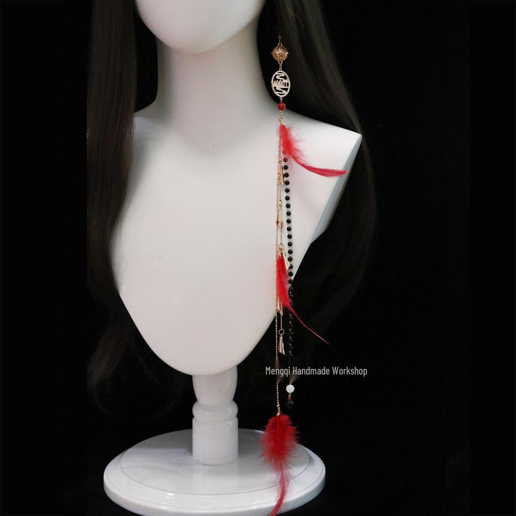 Ancient Han-Style Tassel Ear Clips: Unisex Ethnic Hanfu Jewelry, No Piercing Required