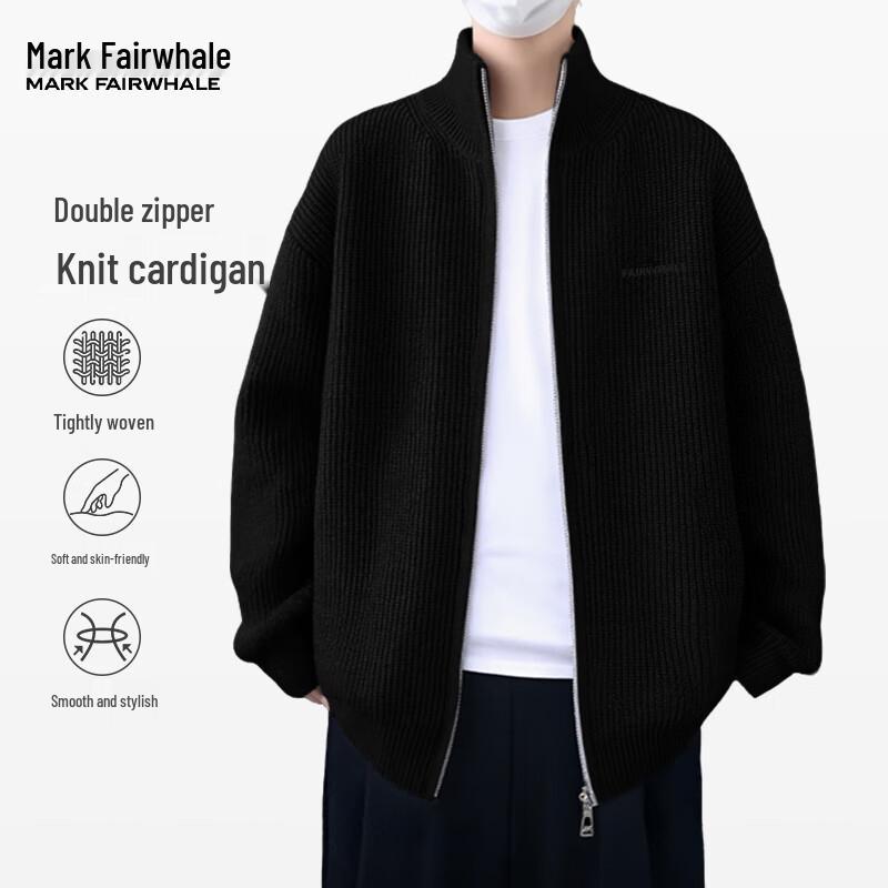 Mark Hua Fei Herren Strickcardigan mit Buchstabenprint