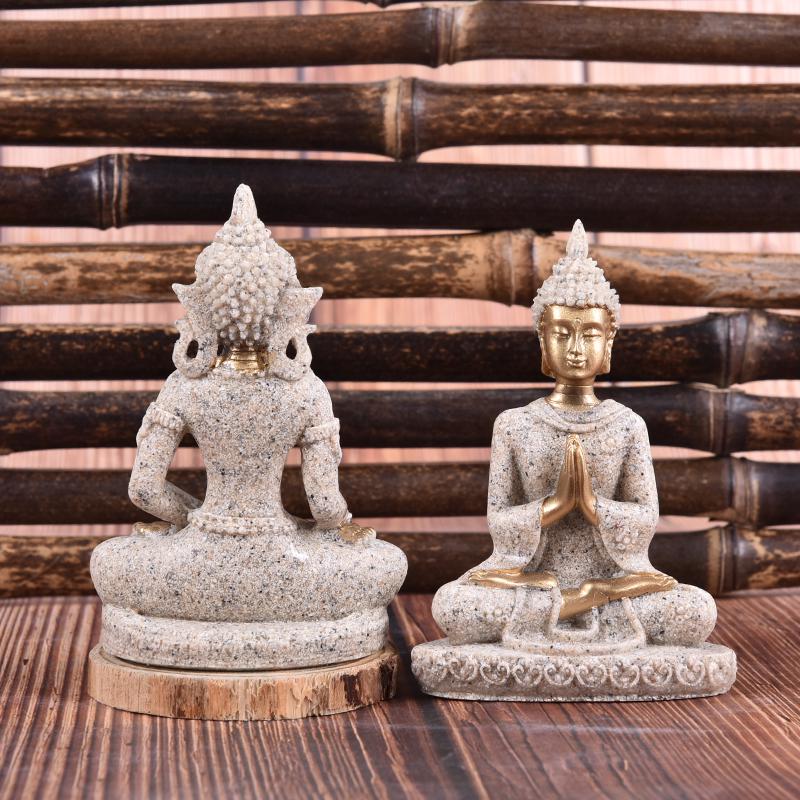 Buddha statuer Sandstein Thailand Buddha Skulptur Fengshui Figur Hjem Dekor