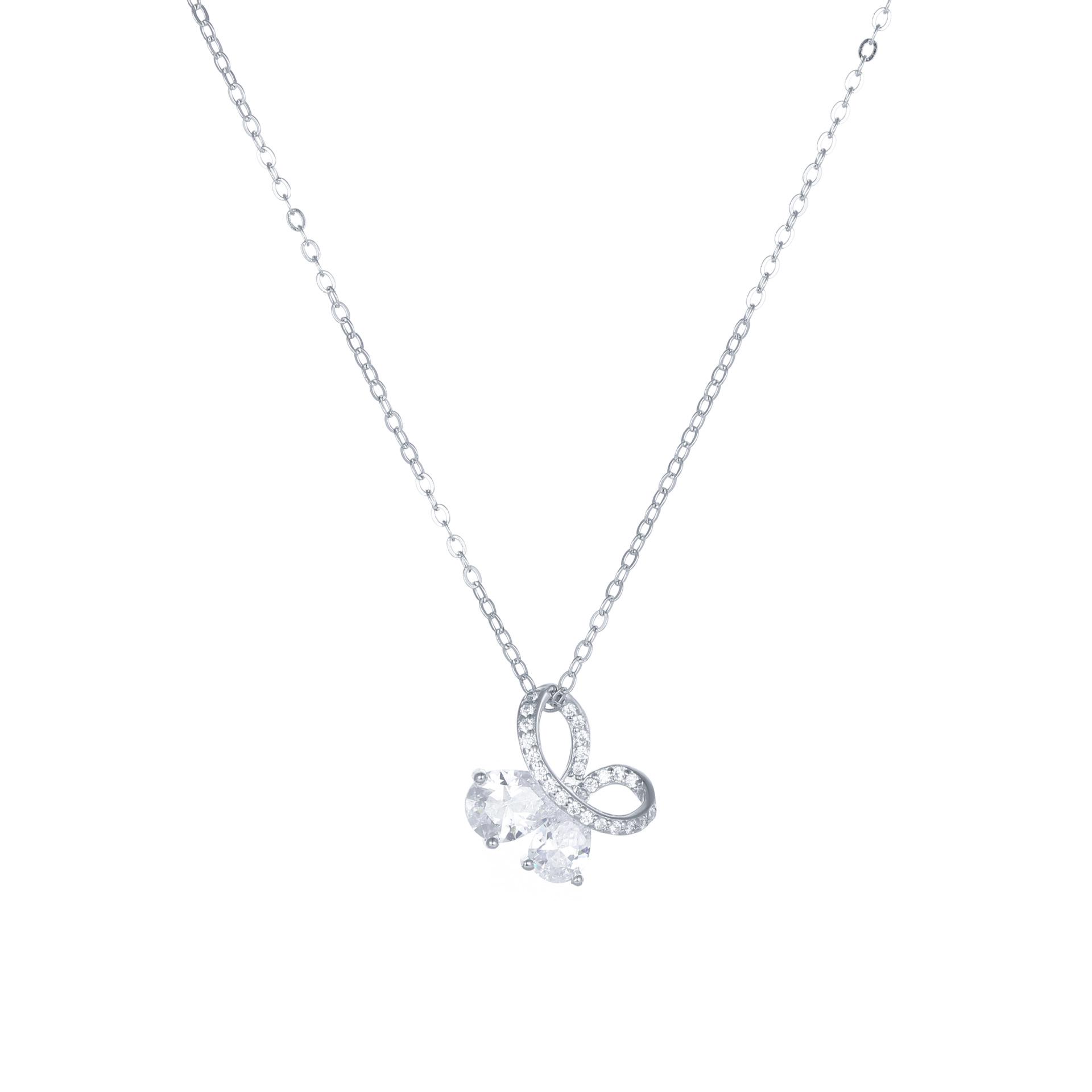 

High-End S925 Sterling Silver Zircon Butterfly Necklace - Luxury, Shiny Geometric Clavicle Jewelry for Women 925 Sterling Silver