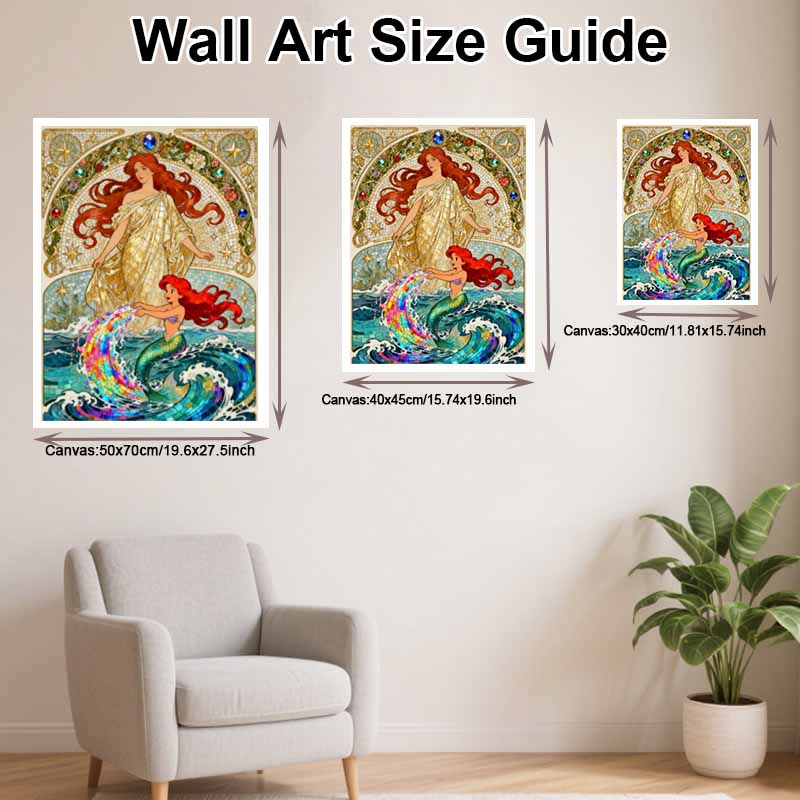 Disney 5d Diamond Painting, Ariel Mermaid Art Painting Diy Handmade Sticker Gift, Home Decoration Painting