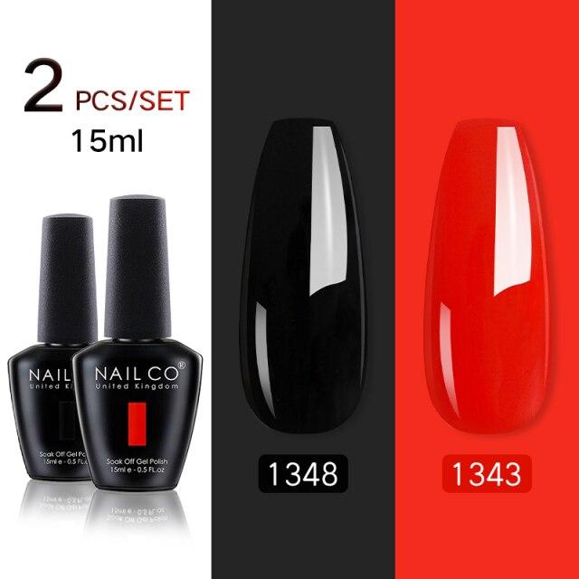 NAILCO 2 цвета, 15 мл, набор гель-лаков для ногтей Vernis, полуперманентный УФ-светодиодный гель для дизайна ногтей, принадлежности для профессионалов, отмачиваемый верхний слой