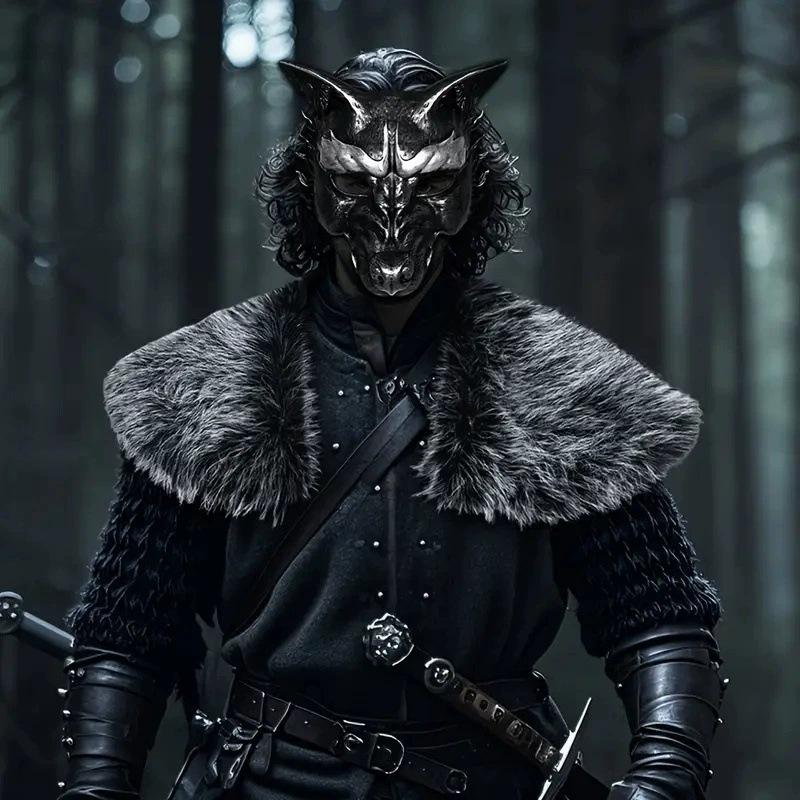 2025 Winter Fur Collar Faux Medieval Warrior Viking Fur Scarf Shawl Man Halloween Cosplay Faux Fur Scarf Costume