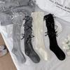 In The Early Autumn Of 2025, New Products, Fungus Edge Calf Socks, Bow Splicing, High Tube Solid Color Jk Knee Socks, Stacking Socks