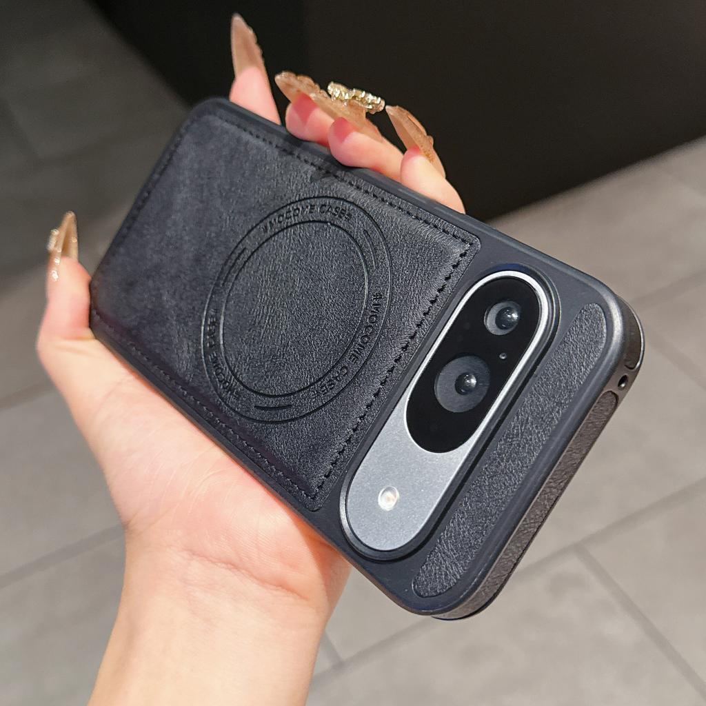 Vintage PU Leather Matte Shockproof Case for Magsafe for Google Pixel 8 9 9A 10 Pro XL Magnetic Bumper Armor Soft Business Cover