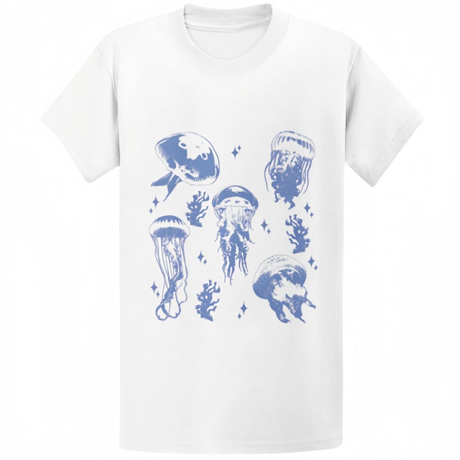 Gildan 5000 Jellyfish Tattoo T-Shirt Retro Ocean Graphic Tee S