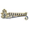 Hand Painted Enamel Floral Hanukkah Menorah Candlestick 9 Branch Candelabra Embellished with Crystals Home Decor